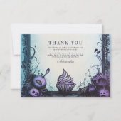 ブルーゴシック不気味ワン誕生日 サンキューカード (正面)