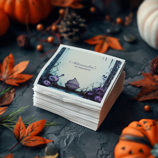 ブルーゴシック不気味ワン誕生日 スタンダードカクテルナプキン