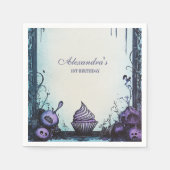 ブルーゴシック不気味ワン誕生日 スタンダードカクテルナプキン (正面)