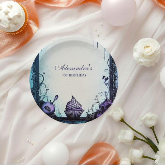 ブルーゴシック不気味ワン誕生日 ペーパープレート