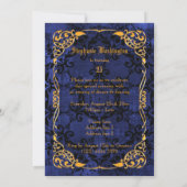 ブルーゴシック&ゴールドフレーム25歳の誕生日 招待状 (裏面)