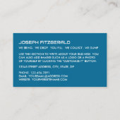 ブルーゴミのスキップデザイン、スキップ/ダンプスター会社 名刺 (裏面)