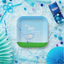 ブルーゴルフをティーアップ男の子だ！赤ちゃんシャワー ペーパープレート