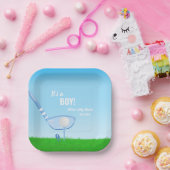 ブルーゴルフをティーアップ男の子だ!赤ちゃんシャワー ペーパープレート (パーティー)
