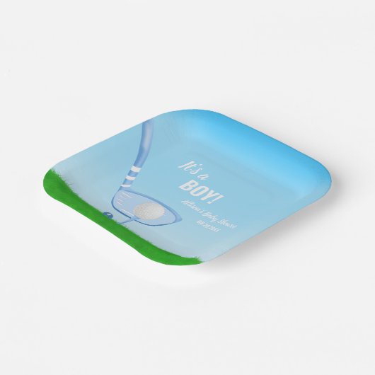 ブルーゴルフをティーアップ男の子だ！赤ちゃんシャワー ペーパープレート (傾斜あり)