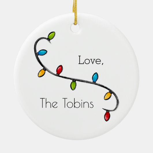 ブルーゴルフカートパーソナライズされたサンタクリスマスツリー セラミックオーナメント (裏面)