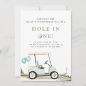 ブルーゴルフカートボーイファースト誕生日招待状 招待状 (正面)