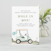 ブルーゴルフカートボーイファースト誕生日招待状 招待状 (スタンド正面)
