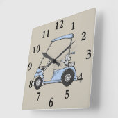 ブルーゴルフカート時計 スクエア壁時計 (傾斜)