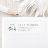 ブルーゴルフカート誕生日パーティー差出人住所ラベル ラベル (インサイチュ)