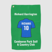 ブルーゴルフタオルのサッカーシャツ ゴルフタオル (正面)