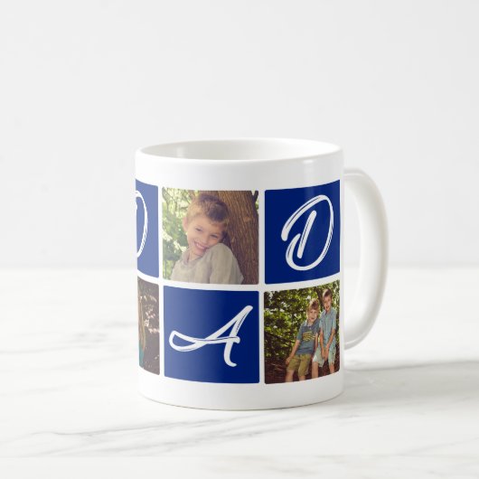 ブルーゴルフフォトコラージギフトパパ父の日 コーヒーマグカップ (正面右)