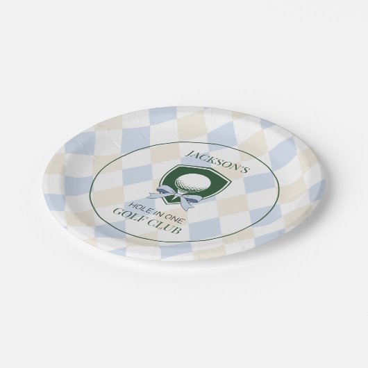 ブルーゴルフホールインワンボーイズスポーツ1st誕生日 ペーパープレート (アングル)