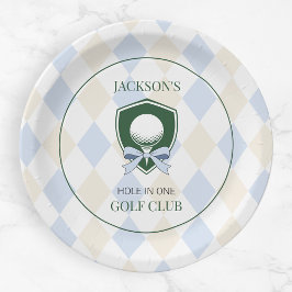 ブルーゴルフホールインワンボーイズスポーツ1st誕生日 ペーパープレート