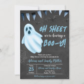 ブルーゴーストのハロウィンベビーシャワーの招待状 招待状 (正面)
