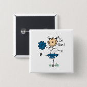 ブルーゴーチームチアリーティングTシャツと贈り物 缶バッジ (正面&裏面)