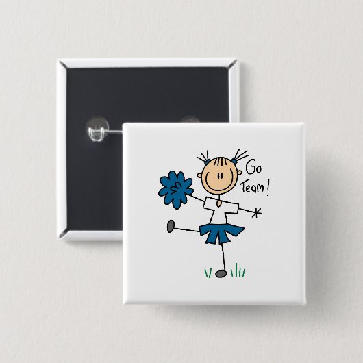 ブルーゴーチームチアリーティングTシャツと贈り物 缶バッジ (正面&裏面)