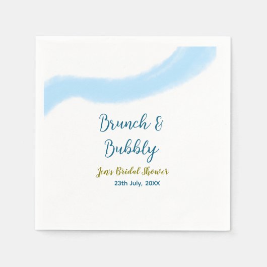 ブルーゴールデンウォーター色バブリーとブランチブライダルsh スタンダードカクテルナプキン (正面)