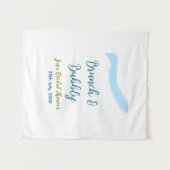 ブルーゴールデンウォーター色バブリーとブランチブライダルsh タペストリー (正面(横))