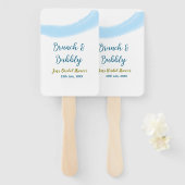 ブルーゴールデンウォーター色バブリーとブランチブライダルsh ハンドファン (正面&裏面)