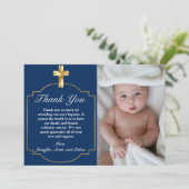 ブルーゴールデンエレガントクロスボーイズ洗礼ありがとう サンキューカード (スタンド正面)