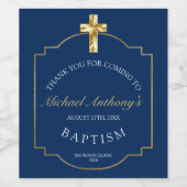 ブルーゴールデンエレガントクロスボーイズ洗礼 ワインラベル (シングルラベル)