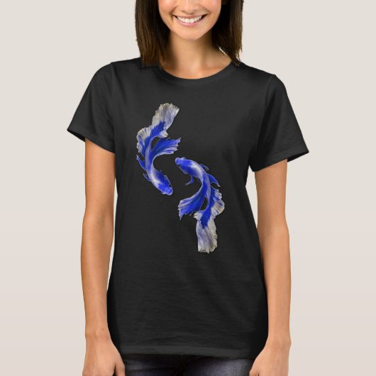 ブルーゴールデングッピー ファンシーグッピー タイ闘魚 Tシャツ (正面)