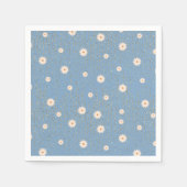 ブルーゴールデンデイジーグリッターグローベビーシャワー スタンダードカクテルナプキン (正面)