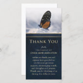 ブルーゴールデンバタフライ悔やみや弔慰サンキューカード サンキューカード (正面/裏面)