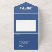 ブルーゴールデンブラウン3枚の写真75th Birthday party オールインワン招待状 (外側)