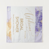 ブルーゴールデンレイクウォーターカラーブライダルシャワーへようこそ タペストリー (正面(横))