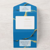 ブルーゴールデン抽象芸術オールインワン招待状 オールインワン招待状 (外側)