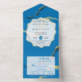 ブルーゴールデン抽象芸術オールインワン招待状 オールインワン招待状 (内側)