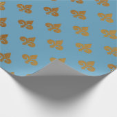 ブルーゴールデン王室のフィオールデリスオーナメントヘラルド ラッピングペーパー (角)