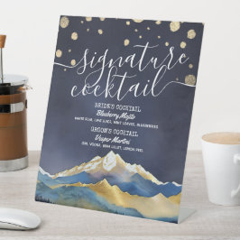 ブルーゴールデン結婚マウンテンズのシグネチャードリンクメニュー 台座サイン