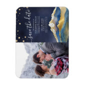 ブルーゴールデン結婚マウンテンズの写真は日付を保存 マグネット (縦)