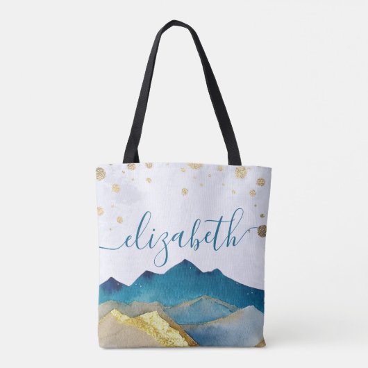 ブルーゴールデン結婚マウンテンズの新郎母 トートバッグ (裏面)
