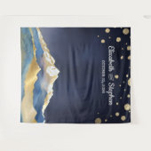 ブルーゴールデン結婚マウンテンズ写真ブース背景 タペストリー (正面(横))