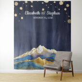 ブルーゴールデン結婚マウンテンズ写真ブース背景 タペストリー (インサイチュ)
