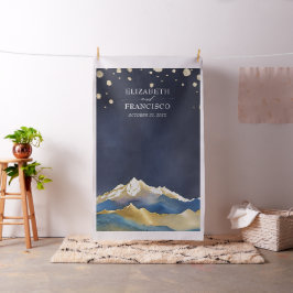 ブルーゴールデン結婚マウンテンズ写真ブース背景 ファブリック