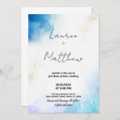 ブルーゴールデン結婚式招待状 招待状 (正面/裏面)