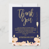 ブルーゴールドのウェディングシャワーのお礼のカード 招待状 (正面)