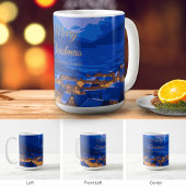 ブルーゴールドのカスタムウィンタービレッジクリスマス コーヒーマグカップ