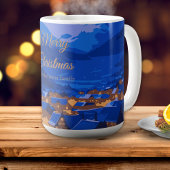 ブルーゴールドのカスタムウィンタービレッジクリスマス コーヒーマグカップ