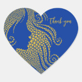 ブルーゴールドのキンセアニエラ シルエットハートの感謝 ハートシール (正面)