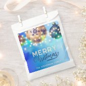 ブルーゴールドのクリスマスオーナメントストリングライトホリデー フェイバーバッグ (クリップ留めされた状態)