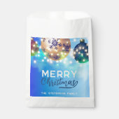 ブルーゴールドのクリスマスオーナメントストリングライトホリデー フェイバーバッグ (正面)
