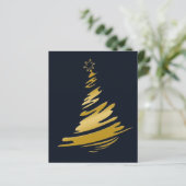 ブルーゴールドのクリスマスツリーのホリデーカード (スタンド正面)