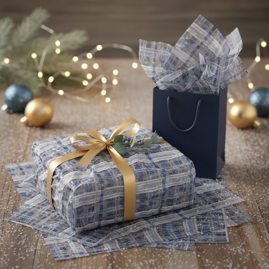 ブルーゴールドのクリスマスパターン#2 ID1009 薄葉紙