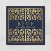 ブルーゴールドの剣 ロイヤルウェディング RSVP QRコード エンクロージャーカード (正面)